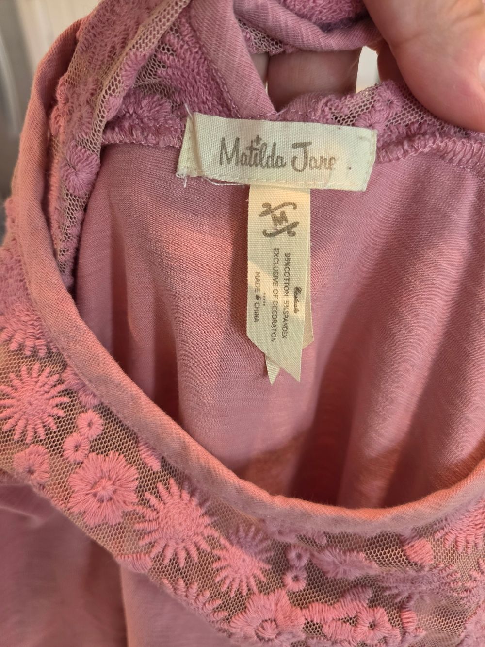 Matilda Jane Lace Yoke Blush Pink Short Sleeve Boho Top Medium - Picture 4 of 4